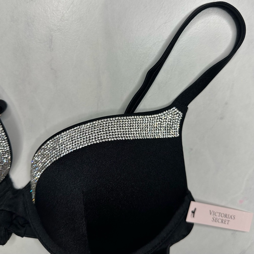 VS Very Sexy Shine Trim Push-Up Bikini Top Black 32C - Picture 5 of 9